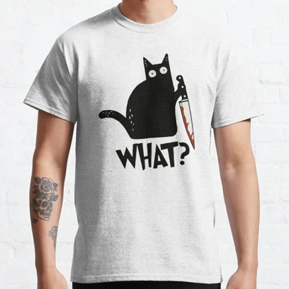 تیشرت Nightmare Before Christmas طرح Cat What? Murderous Black Cat With Knife کد 260665