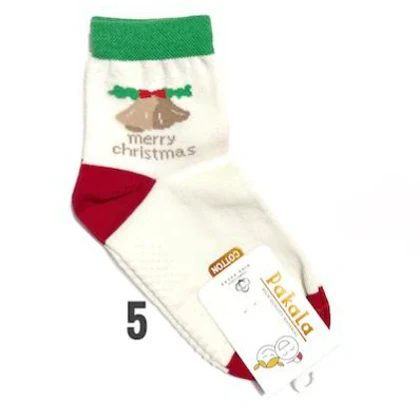 جوراب ساق بلند بچگانه طرح کریسمس استپ دار سوپر نخ پنبه 8 تا 12 سال