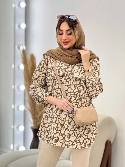 شومیز طرح دار دو جیب