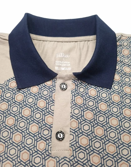 ست راحتی نیم آستین مردانه طرح 6 ضلعی سیلکا