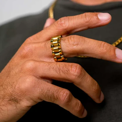 انگشترمردانه طلایی مدل Rolex