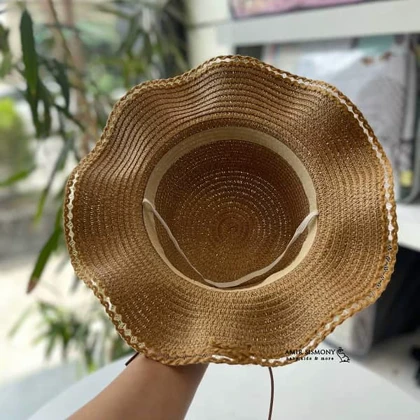 کلاه و کیف حصیری دخترانه طرح بابونه