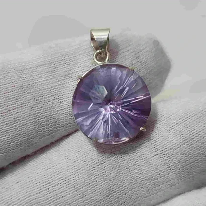 گردنبند نقره با سنگ آمیتیست جواهری (بدون زنجیر)