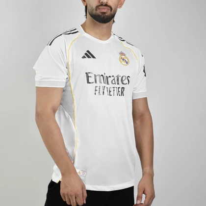 تیشرت فوتبالی پلیری رئال مادرید مدل Adidas-2025-26 سفید