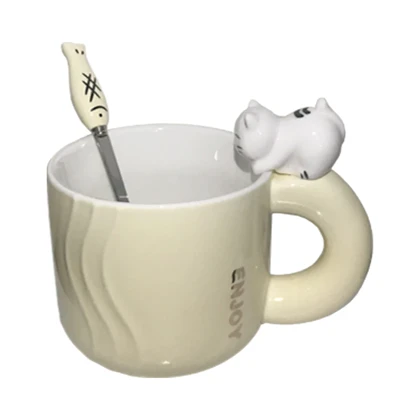 ماگ گربه ماهی رنگ لیمویی درجه یک برند نایس