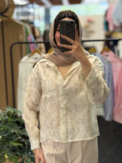 شومیز شیشه ای نگینی-1042
