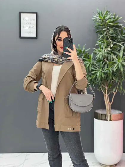 مانتو لینن آستین پاگن دو جیب