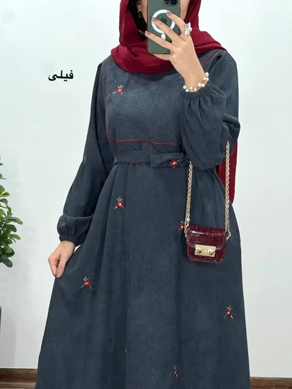 پیراهن مانتویی گلدوزی مهیاس