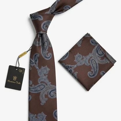 کراوات و پوشت دستدوز طرح جقه درشت برند Massimo Dutti