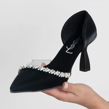 کفش پاشنه دور نگین طلقی YSL
