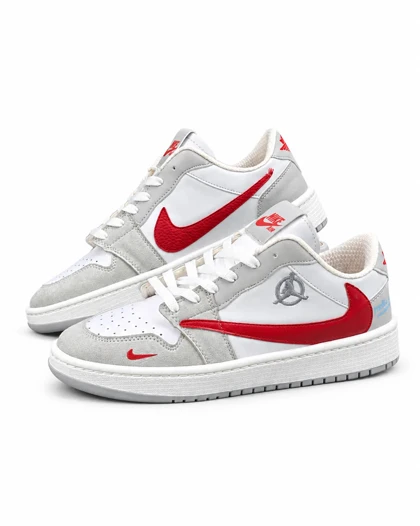 کفش کتانی مردانه مدل نایکی ترویس طوسی سفید قرمز Nike travis