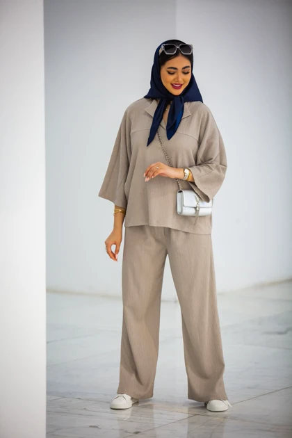 مانتو شلوار لونا یقه برگردون