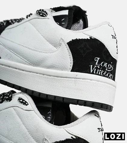 کفش کتانی مردانه و زنانه مشکی سفید NIKE LOUIS VUITTON x travis scott