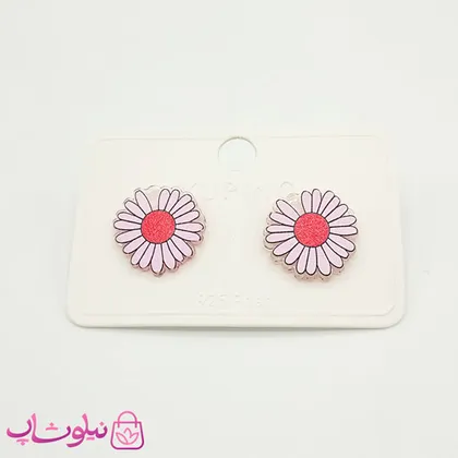 گوشواره دخترانه ژوپینگ مدل گل صورتی