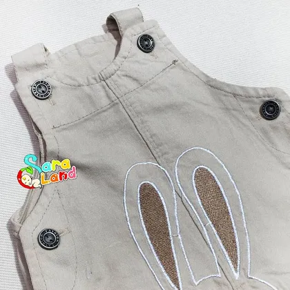 سارافون کتان نوزاد طرح خرگوش کرم
