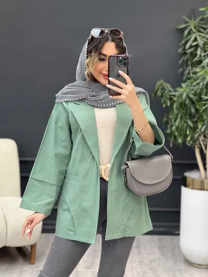 مانتو برش هلالی دو جیب نما