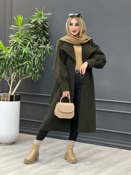 پالتو یقه آمریکایی آستین پیله