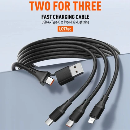 کابل چندسر 100 وات الدنیو Ldnio مدل LC97uc طول 120 سانتی‌متر