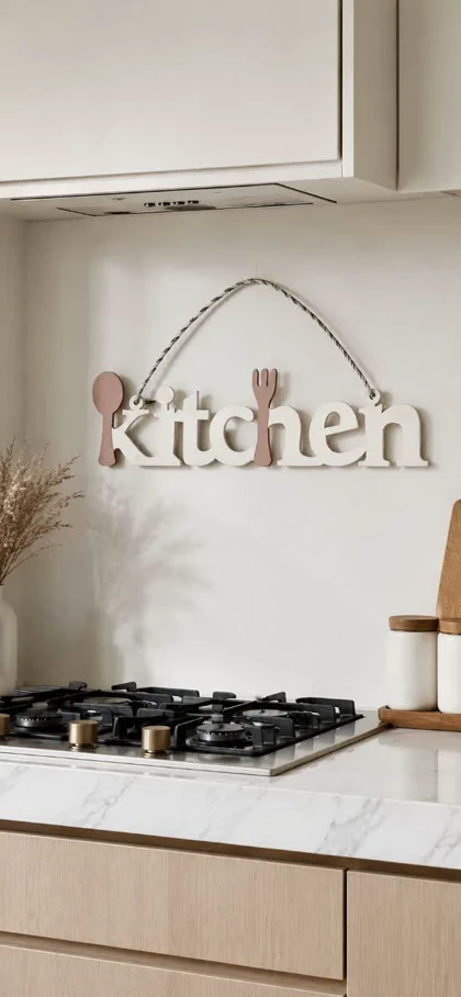آویز چوبی طرح قاشق و چنگال Kitchen