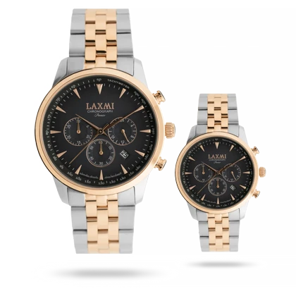 ساعت مچی ست لاکسمی بند استیل دو رنگ رزگلد نقره ای کد Laxmi 8563/1