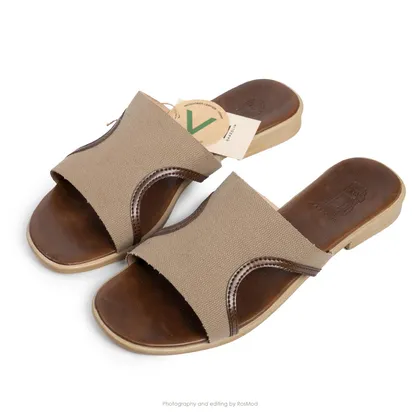 صندل ار گازولین کرم شکلات برزنتی - GAAZOLIN Er Sandals Kraft Canvas