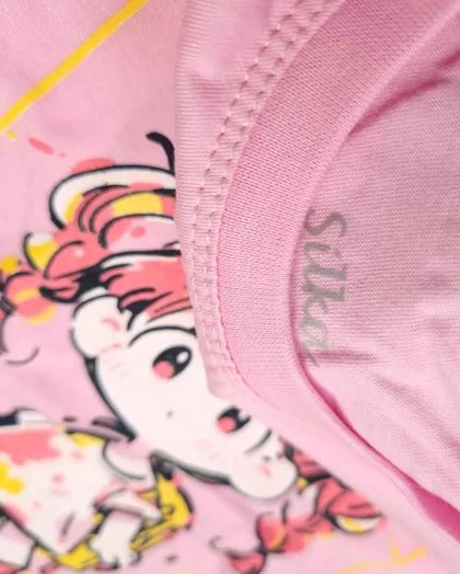 ست راحتی دخترانه نیم آستین دخترک سیلکا