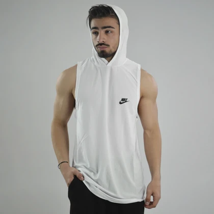 رکابی کلاهدار ورزشی مردانه نایک مدل VHD-Dri Fit-4K1003 سفید