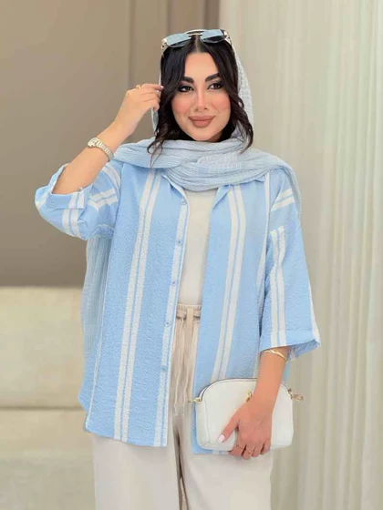 شومیز آستین پاکتی طرح راه راه