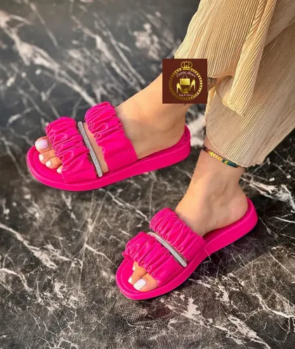 دمپایی روفرشی نگینی زنانه دخترانه چروک نگین