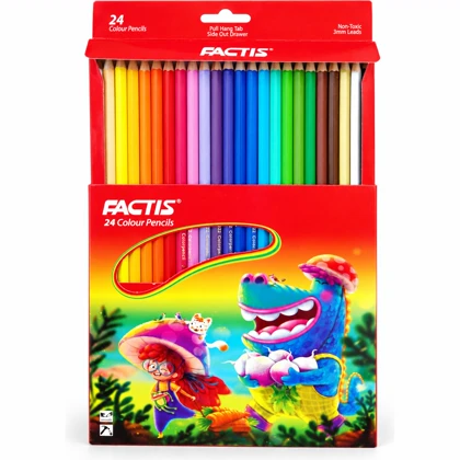 مداد رنگی فکتیس FACTIS مدل F07132224 جعبه مقوایی 24 رنگ