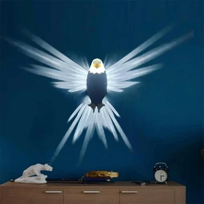 چراغ خواب دیواری سه بعدی طرح عقاب Eagle با قابلیت کنترل از راه دور