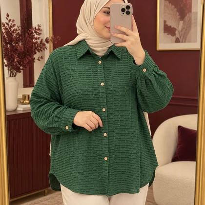 شومیز زنانه کوک دوزی جلو دکمه دار کد 6078