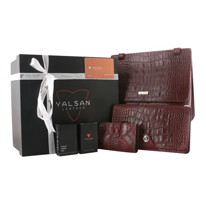 ست هدیه زنانه چرم یلسان مدل ساینا کد RDS-CHN-056-GC