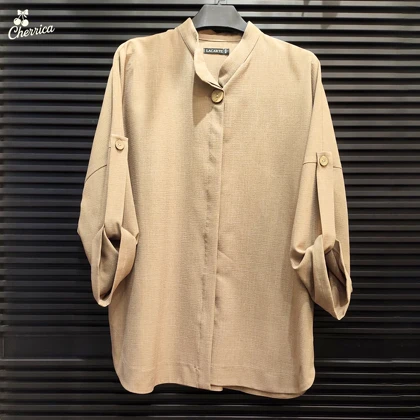 شومیز ساده بلند دکمه چوبی زنانه کد 32