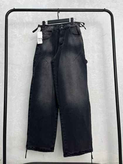 شلوار زنانه فول بگ پایین گت دار(6575G1)