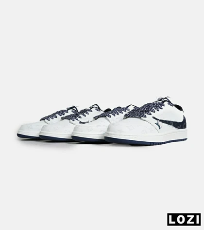 کفش کتانی مردانه و زنانه سفید سرمه ای NIKE LOUIS VUITTON x travis scott