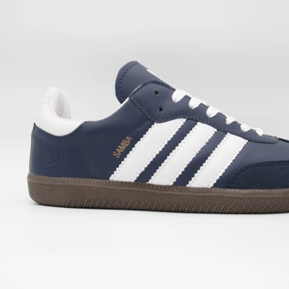 کتانی سامبا سرمه ای سفید کد 6522