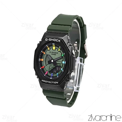 ساعت جی شاک GM-S2100 زنانه سبز مشکی ایندکس رنگین کمانی 106393