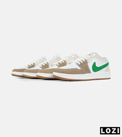 کفش کتانی مردانه و زنانه سفید کرم سبز NIKE jordan 1 مدل 7455