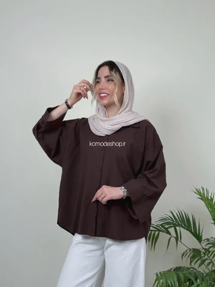 شومیز لینن باکسی زنانه مدل ابرا