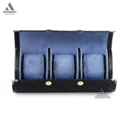 جعبه ساعت 3 عددی Leather Travel Watch Case 3-BK