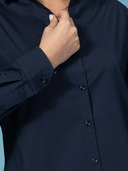 شومیز زنانه پوپلین ساده یقه مردانه کژوال ماهین