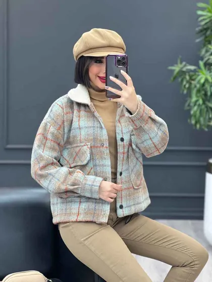 شکت چهارخونه یقه خز