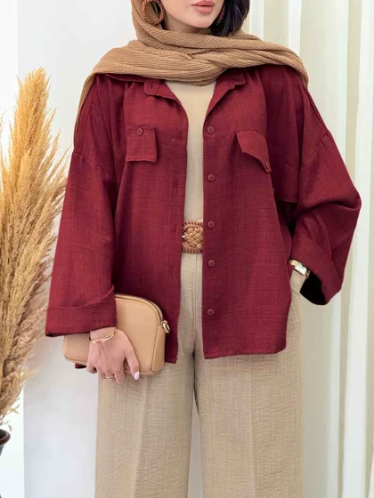 مانتو سر جیب نما آستین پاکتی