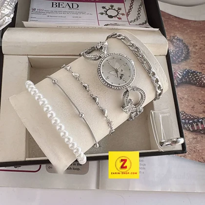 ست ساعت نگینی زنانه و 4 دستبند و انگشتر