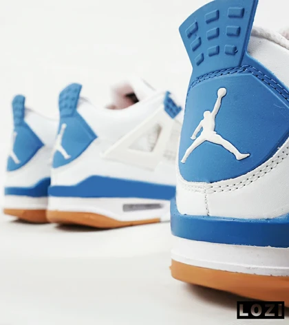 کفش کتانی ساق‌دار مردانه سفید آبی Nike air jordan 4