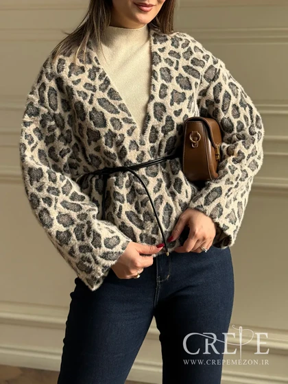 کت موهر پلنگی کمرچرم