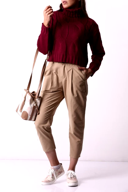 شلوار کتان پیلی دار زنانه