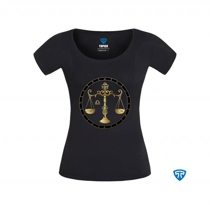 تیشرت ضدتعریق زنانه مشکی نماد متولدین مهر ماه