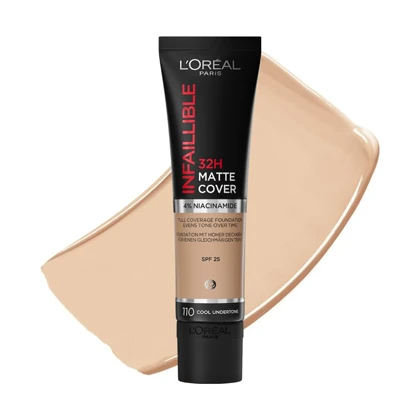 کرم پودر صورت لورآل, مدل Matte Cover شماره 110 مناسب انواع پوست حجم 30 میلی‌لیتر